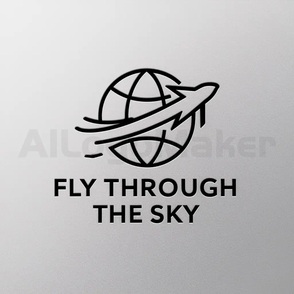a logo design,with the text "Fly through the sky.", main symbol:Una bola del mundo y un avión,Minimalistic,be used in Travel industry,clear background
