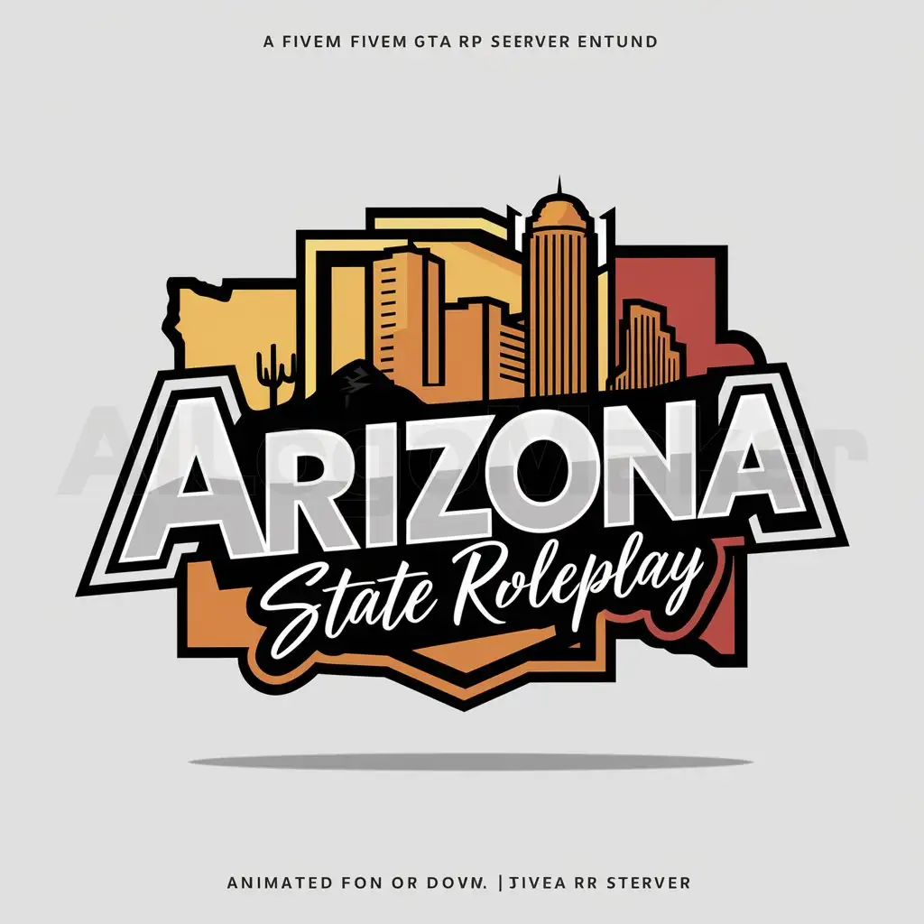 a logo design,with the text "Arizona State Roleplay", main symbol:The theme is downtown arizona, It must write Arizona State Roleplay on the logo and it must be animted as it's for a Fivem GTA RP Server,Moderate,be used in Others industry,clear background