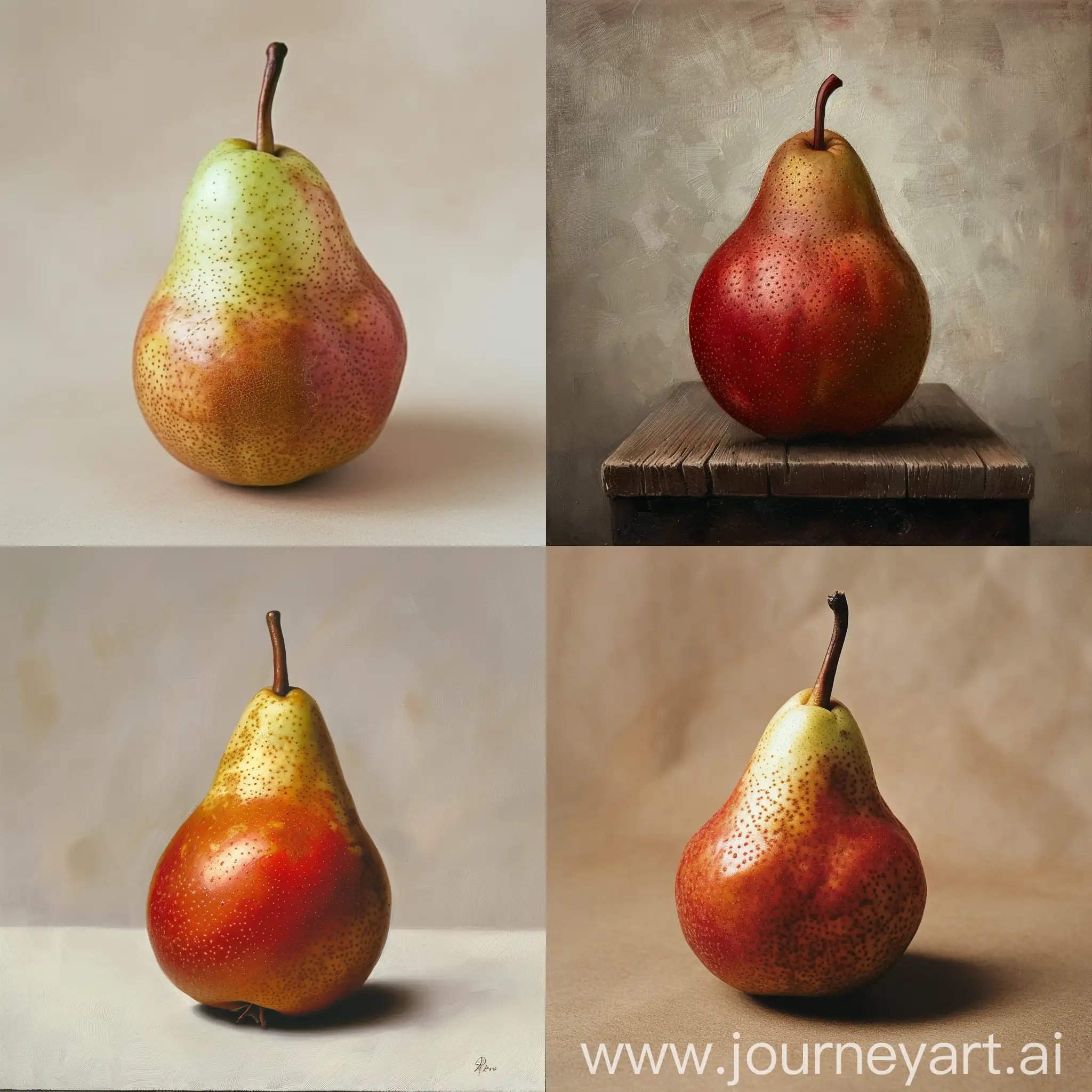 Juicy-Pear-in-Apples-Clothing-Vibrant-Fruit-Art