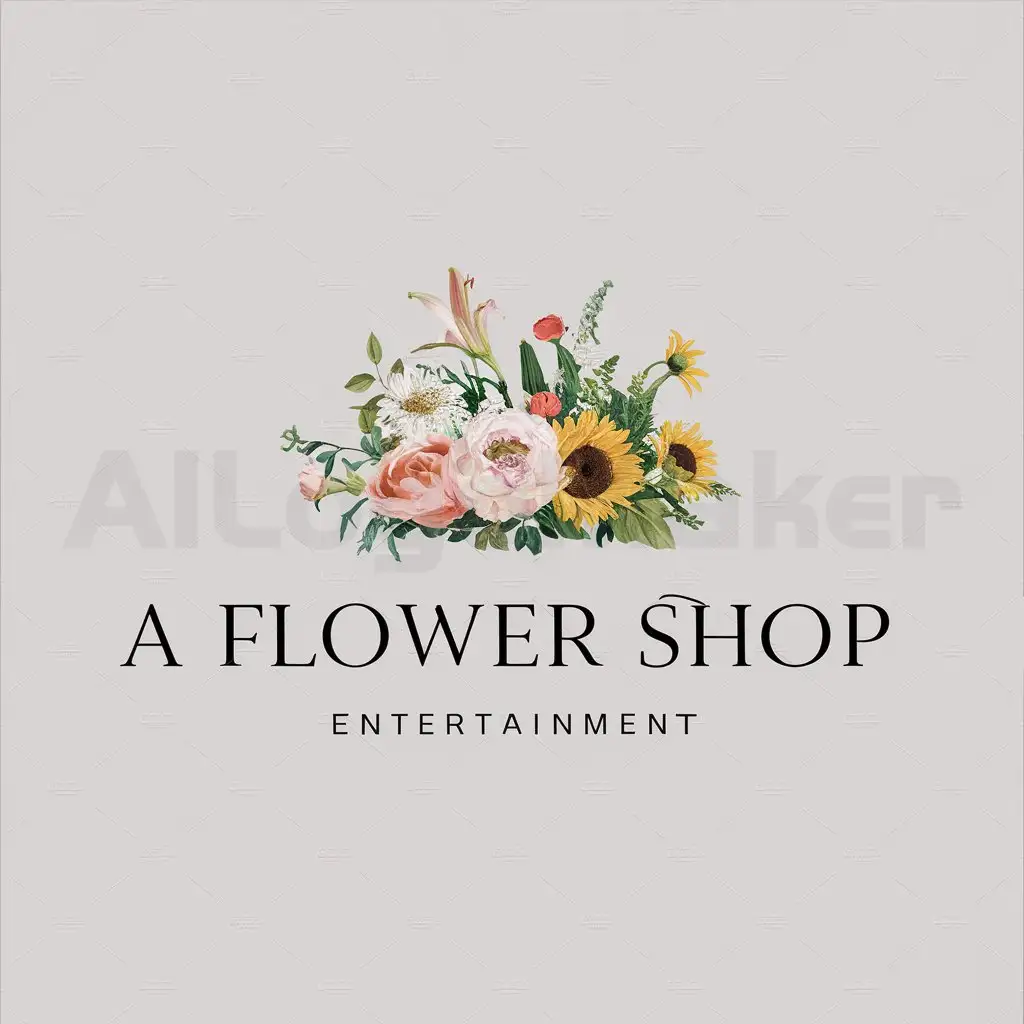 a logo design,with the text "a flower shop", main symbol:a flower shop flowers,Moderate,be used in Entertainment industry,clear background