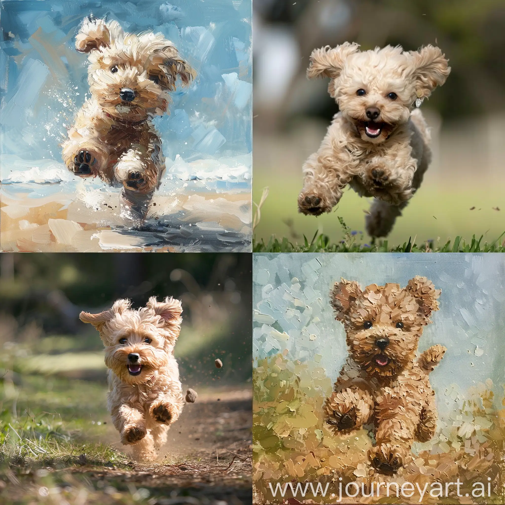 Playful-Teddy-Dog-Running-in-Vibrant-Environment