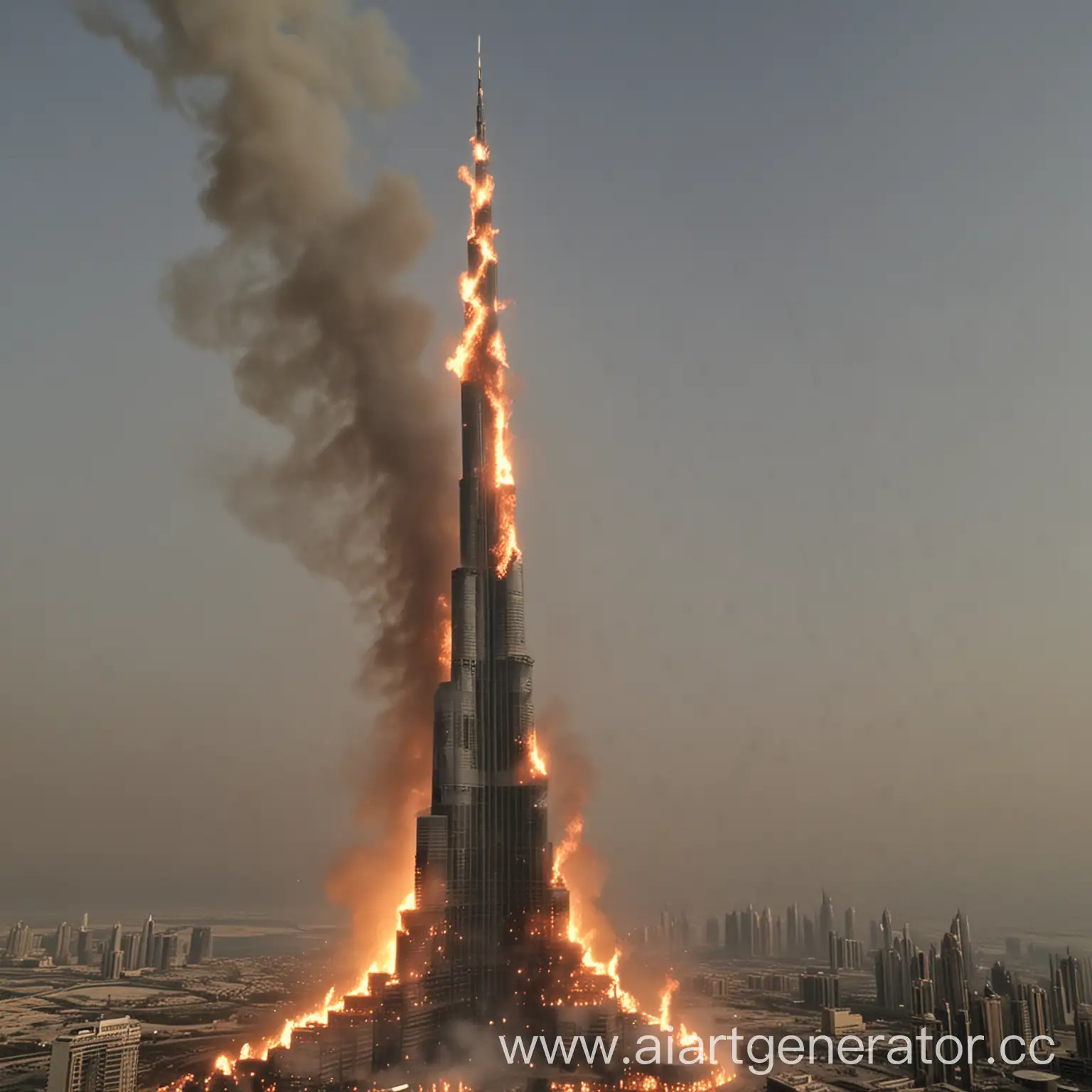 Realistic-Burning-of-Burj-Khalifa-with-Thick-Smoke