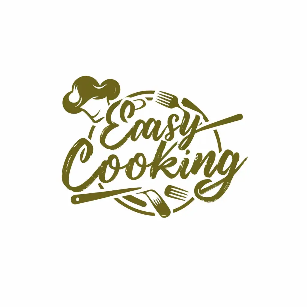 a logo design,with the text "Easy Cooking", main symbol:Eat Healthy Food,Moderate,be used in Restaurant industry,clear background