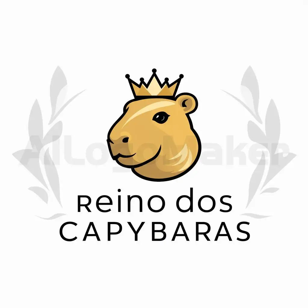 a logo design,with the text 'Reino dos Capybaras', main symbol:Golden Capybara with crown,Minimalistic,be used in Entertainment industry,clear background