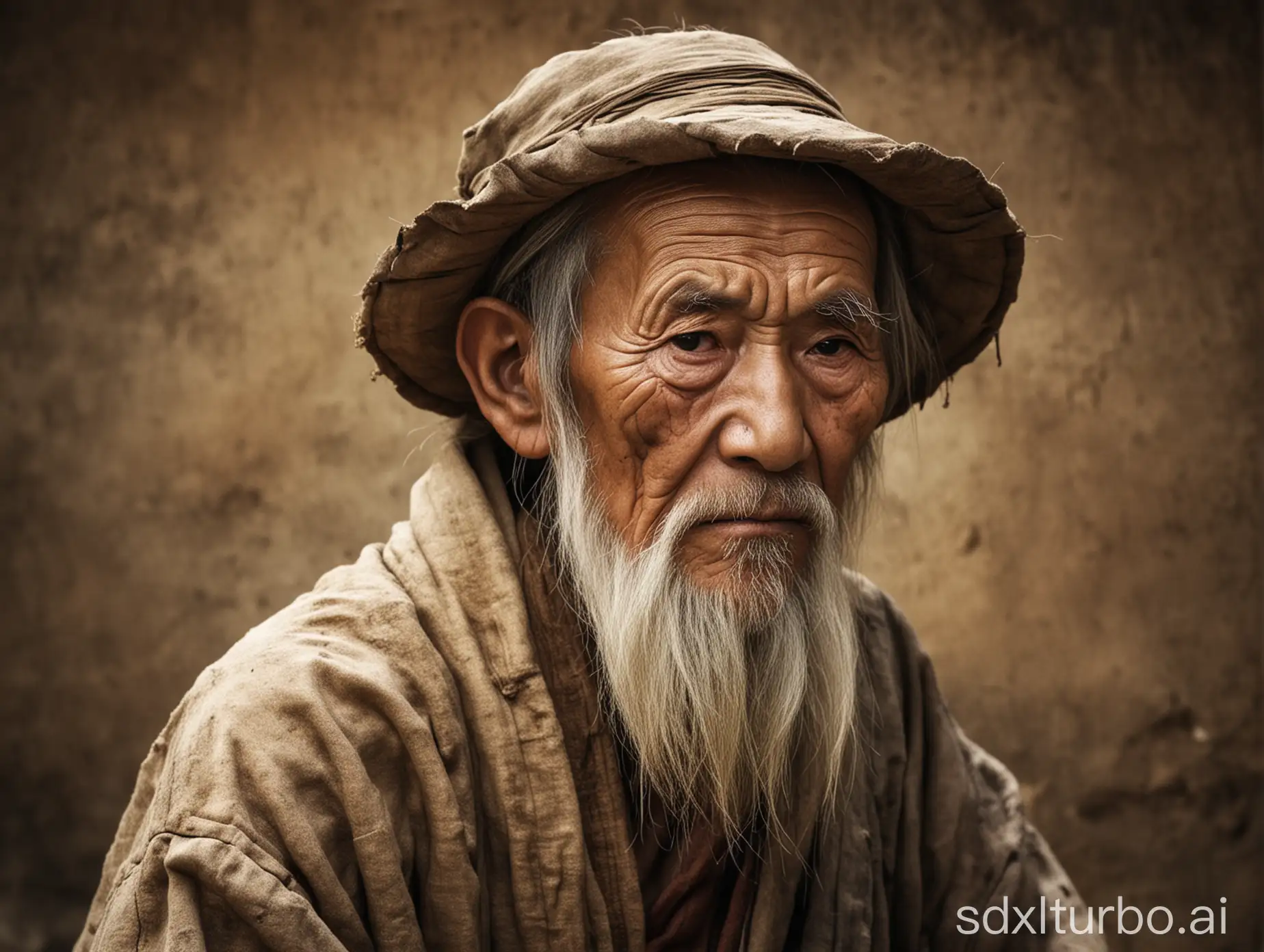 Old man in ancient Asia