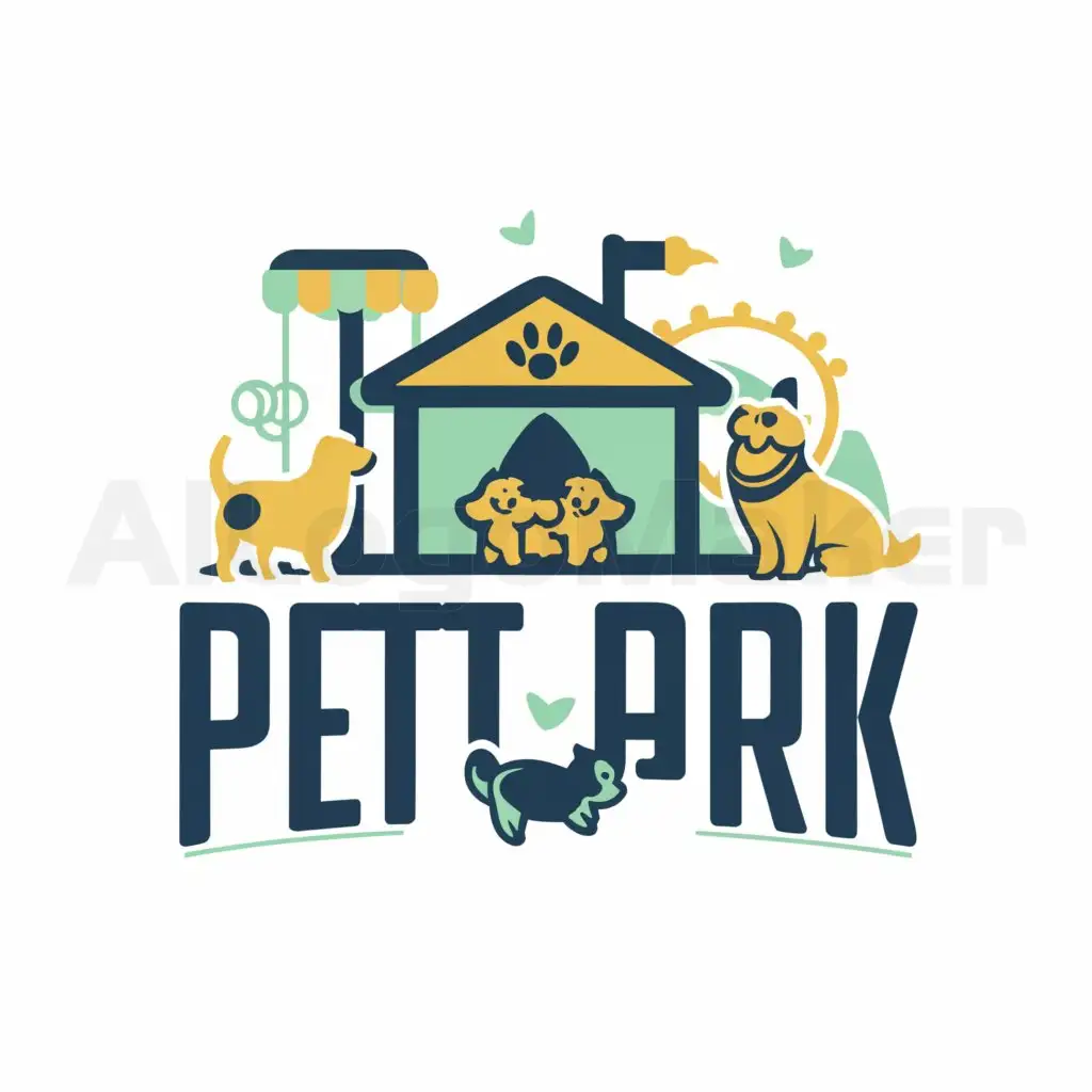 a logo design,with the text "''pet park''", main symbol:Pets, house, amusement park,Moderate,be used in Animals Pets industry,clear background