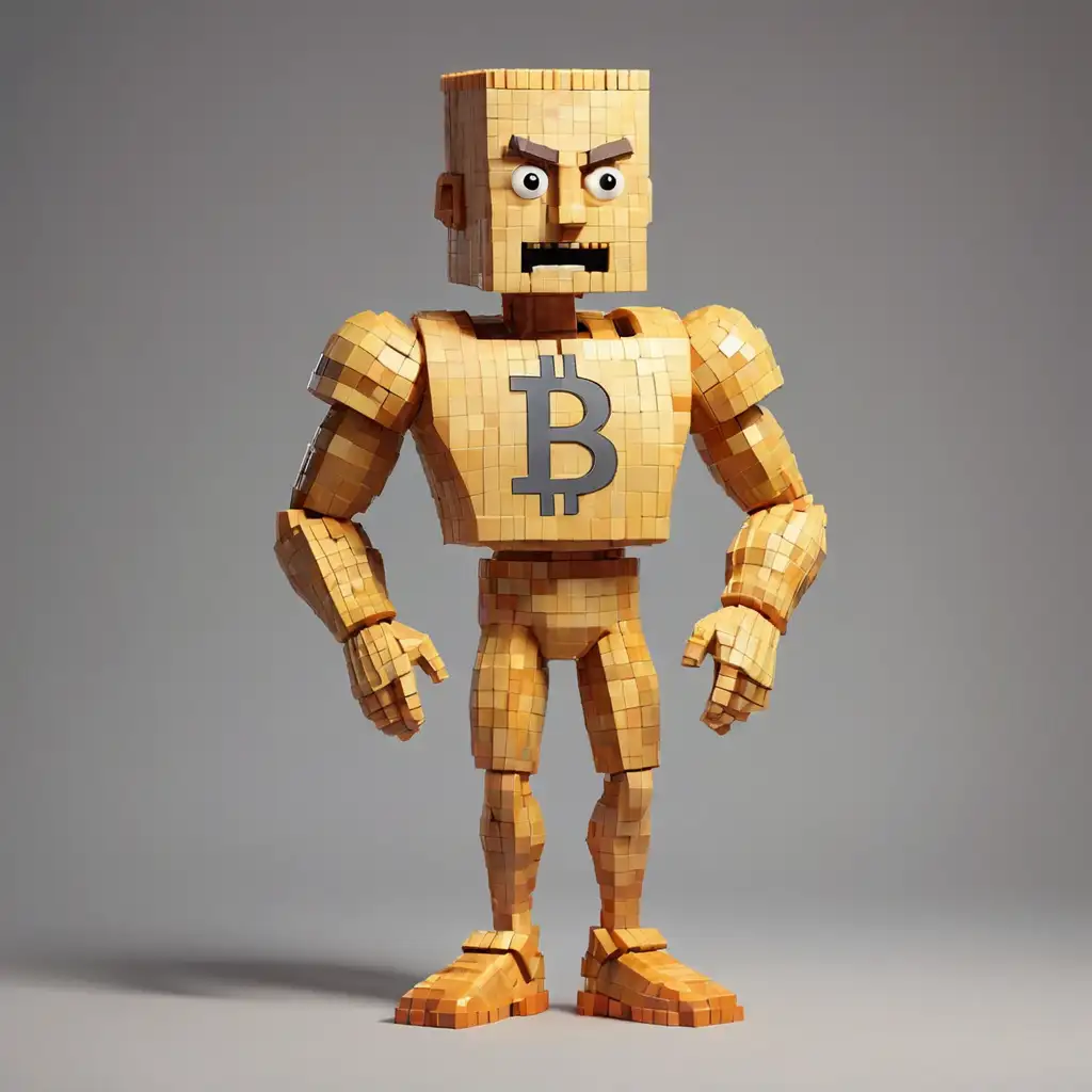 Pixelated Bitcoin Man with Tulip Legs