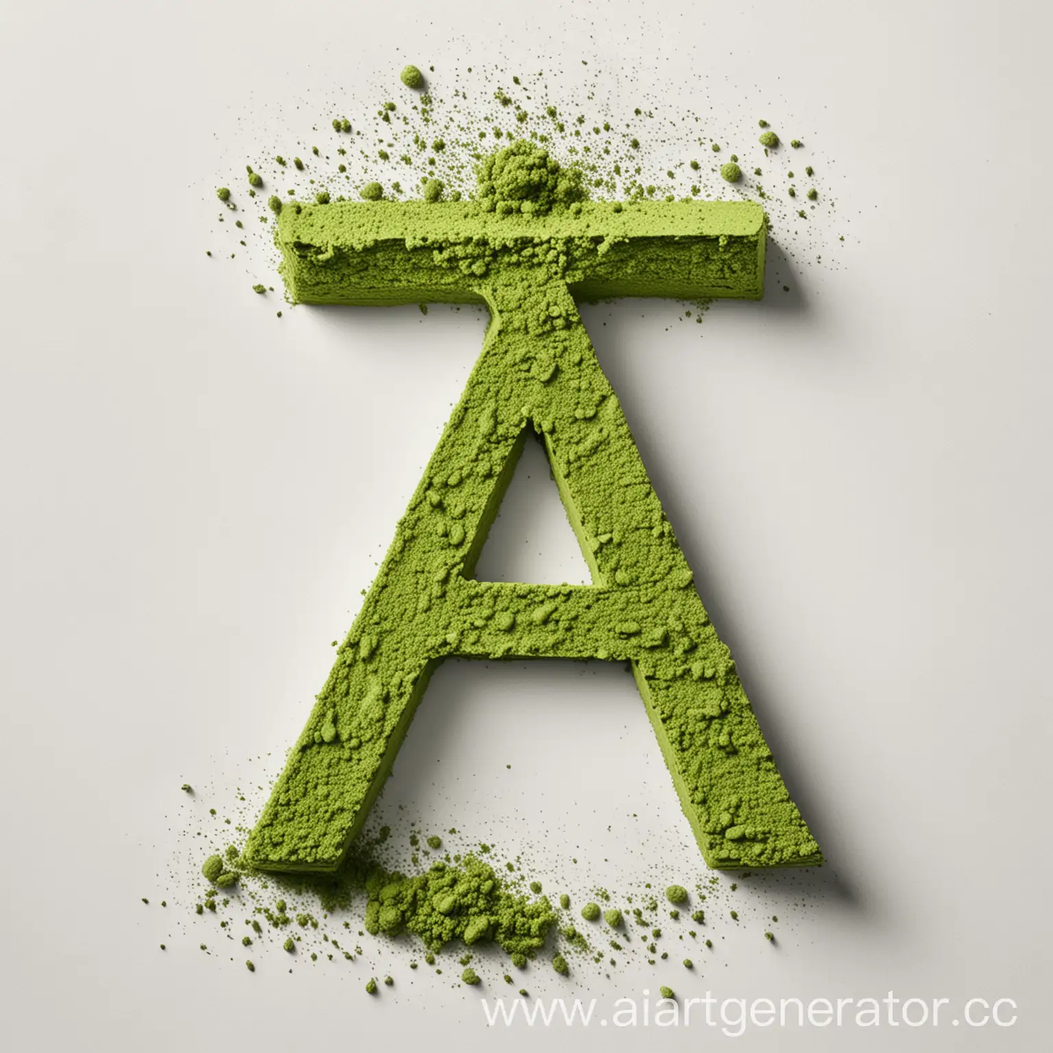 Green-Matcha-Powder-Letter-A-on-White-Background