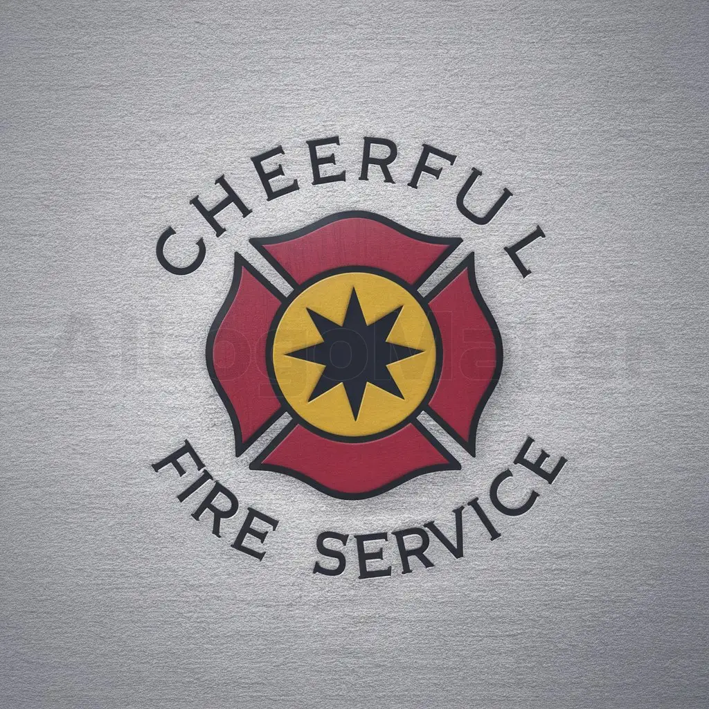 a logo design,with the text 'Cheerful Fire Service', main symbol:Fire department logo, in a diamond shape, take inspiration from real fire department logos,Moderate,be used in Public Services industry, white background, star in centre of logo, fireman style.axe.fireman.