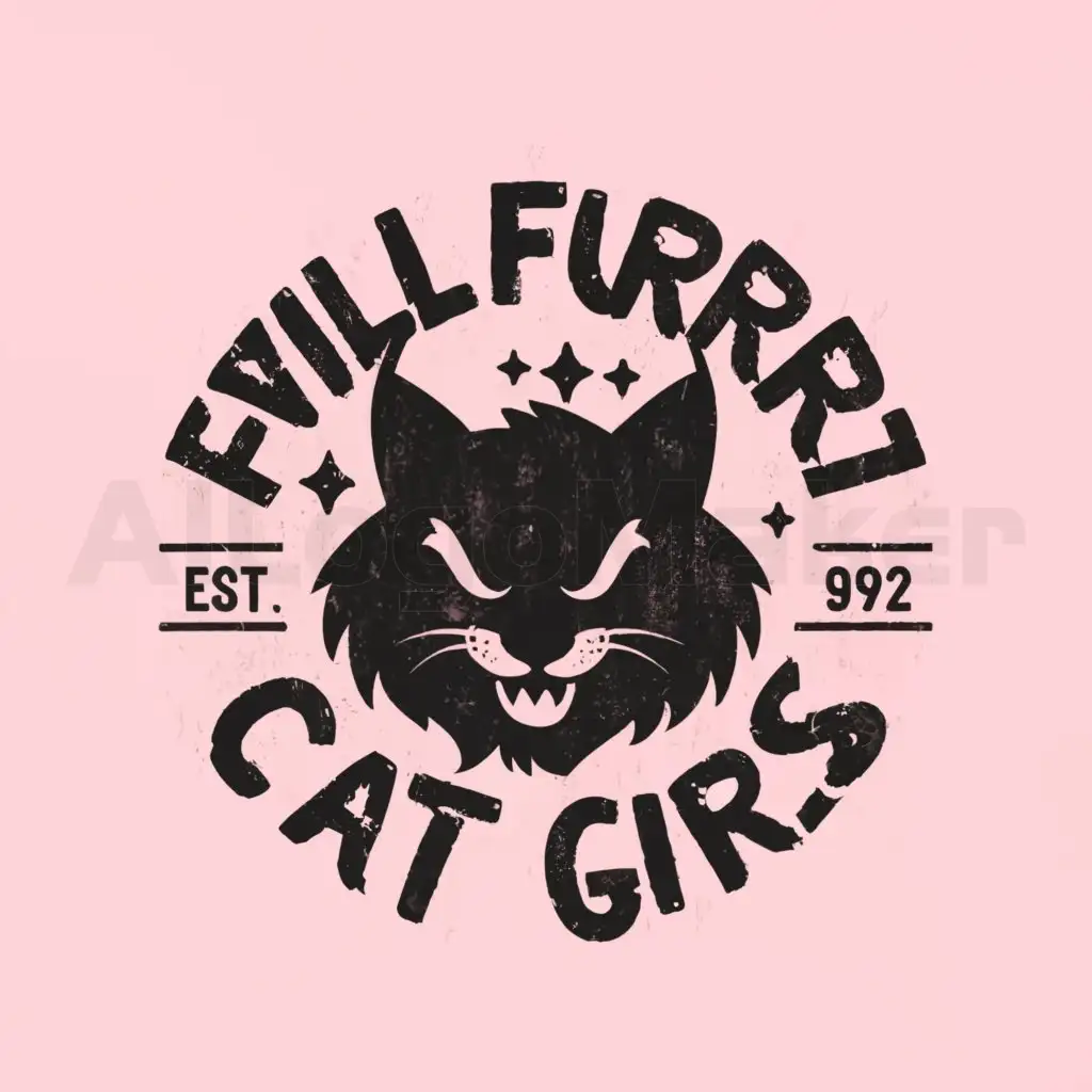 Logo-Design-For-Evil-Furry-Cat-Girls-Bold-Text-with-Furry-Rook-Girl-Band-Theme