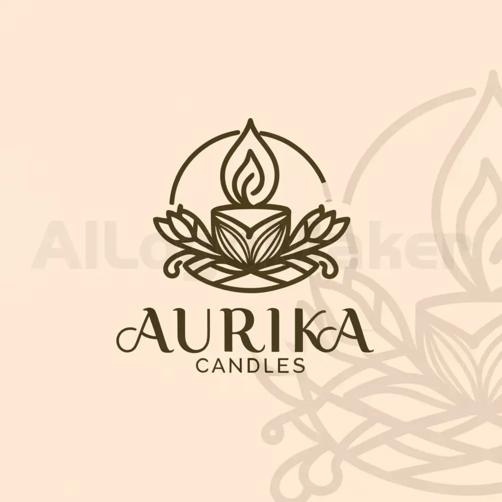 a logo design,with the text "Aurika candles", main symbol:Candle, flowers, leaves,Moderate,be used in Beauty Spa industry,clear background