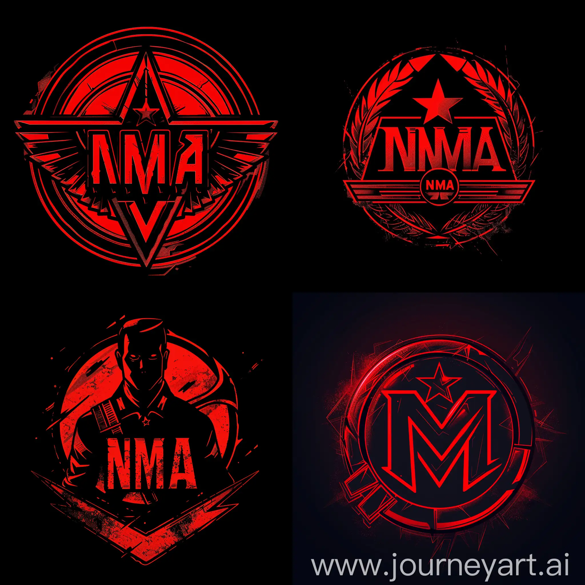 Коммунистический Логотип "НМА" в красных и черных цветах похожий на герб штрассеристов 