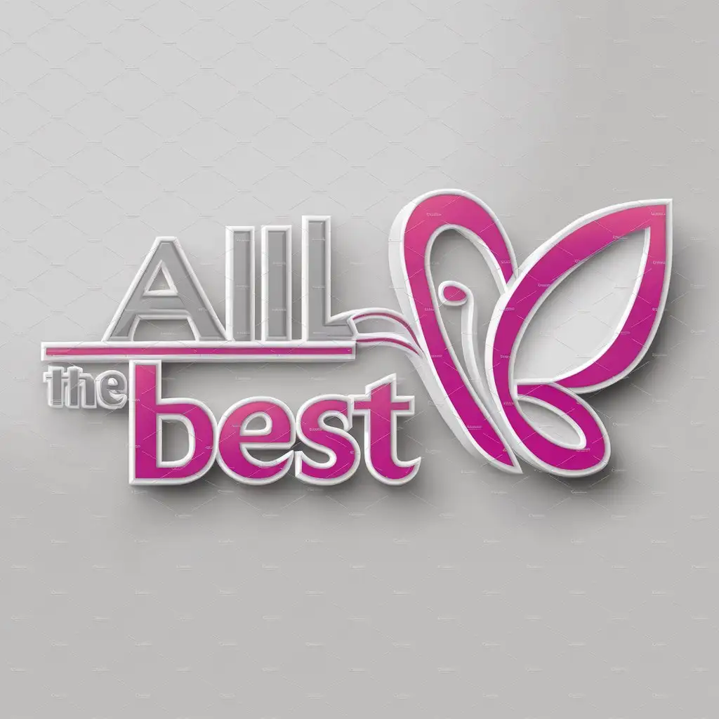 a logo design,with the text "All The Best", main symbol:All The Best.color pink and white and mension target butterfly,Moderate,clear background