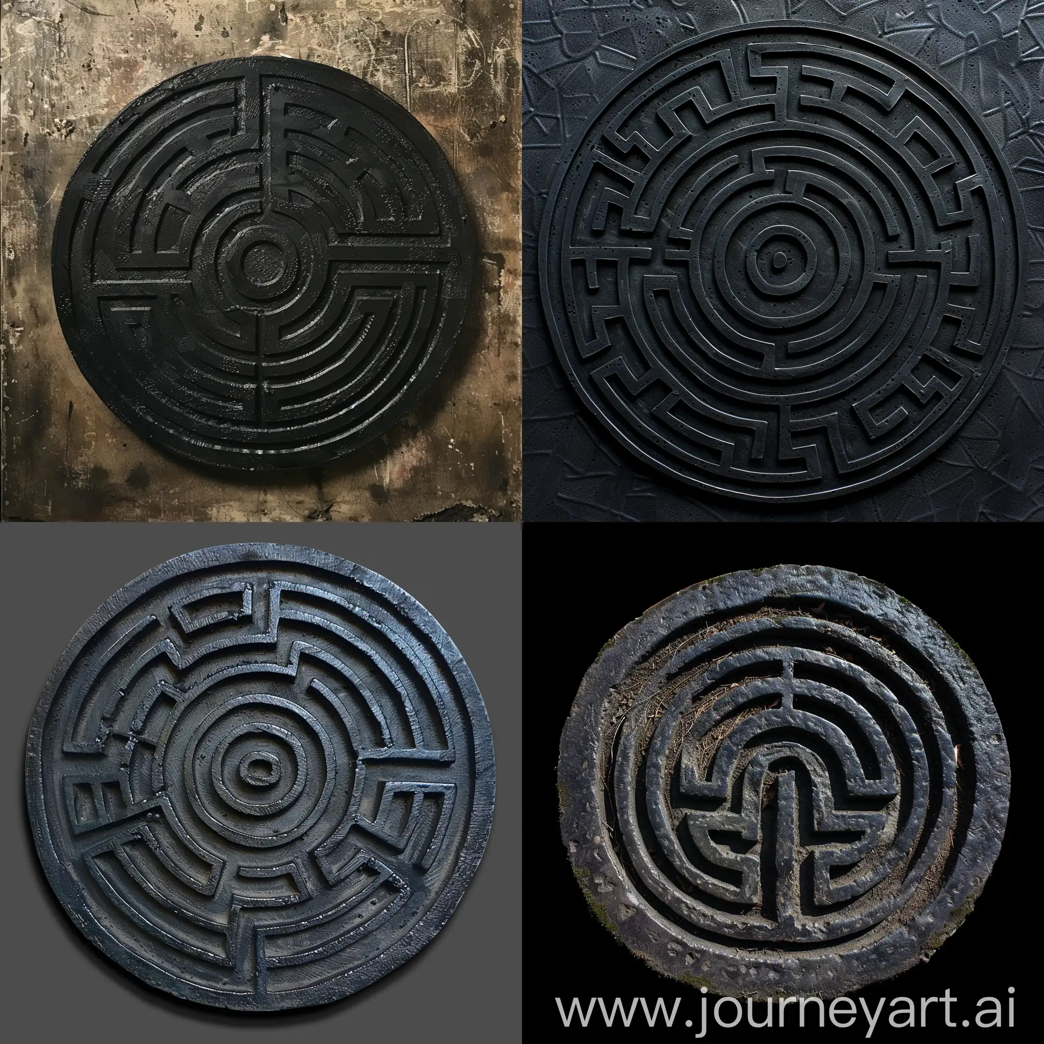 Abstract-Black-Circular-Labyrinth-Art