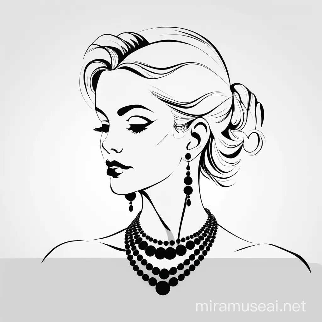 Silhouette of Elegant Woman Wearing Jewelry Against White Background