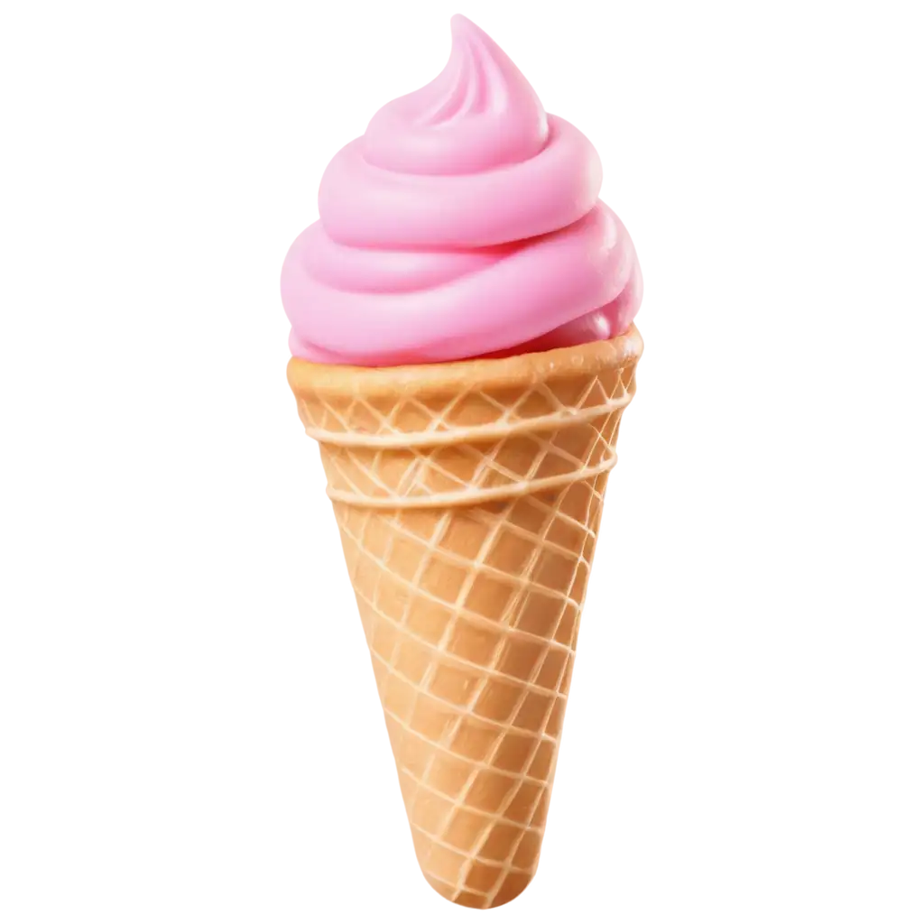 "Design a pastel-colored ice cream cone, isolated on a white background, with soft, creamy textures and subtle shading to enhance its inviting appearance."
