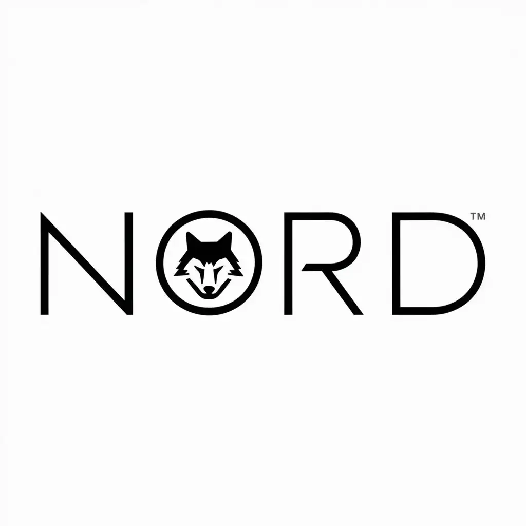 a logo design,with the text "Nord", main symbol:Wolf,Moderate,clear background