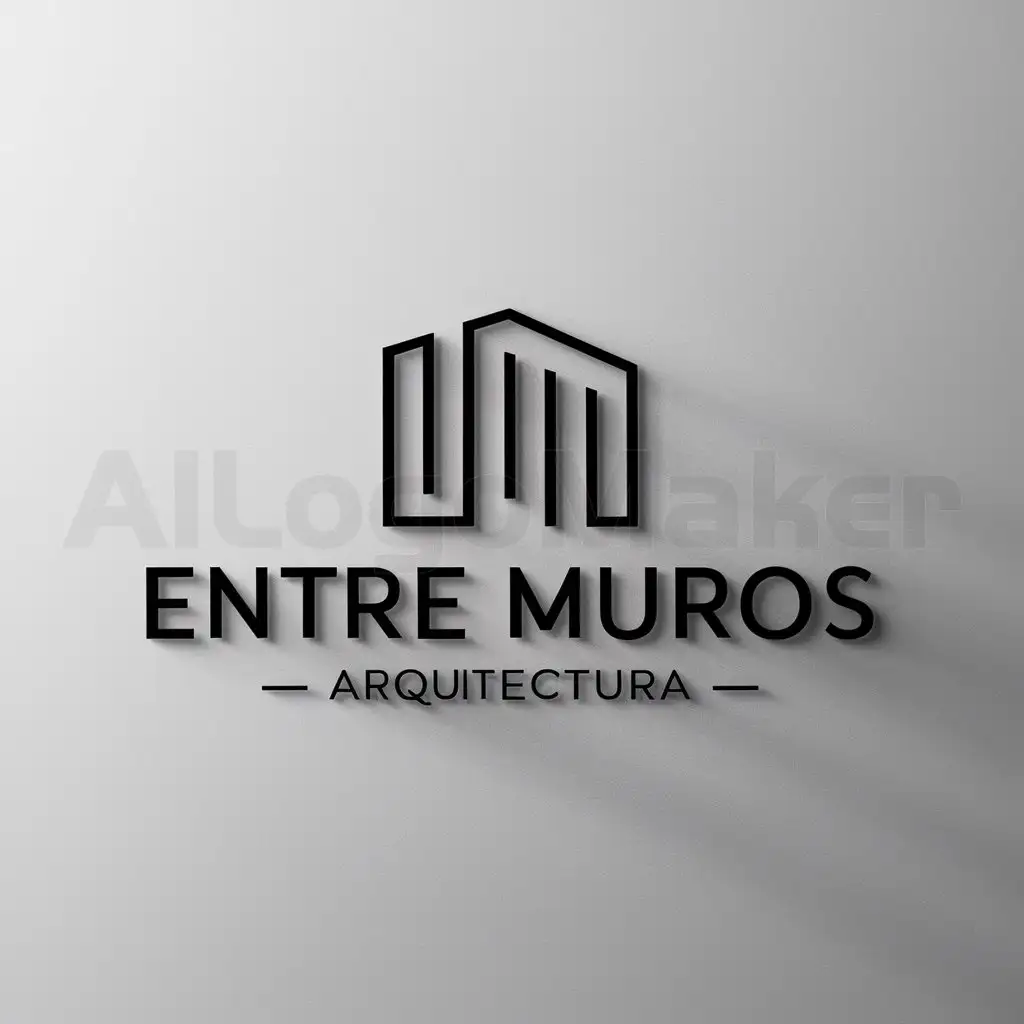 a logo design,with the text "ENTRE MUROS ARQUITECTURA", main symbol:SEARCHING FOR A LOGO THAT RELATES TO THE WORD BETWEEN WALLS ARCHITECTURE, WHICH HAS TO DO WITH A RULE AND SPECIFICATIONS,Minimalistic,be used in ARQUITECTURA industry,clear background