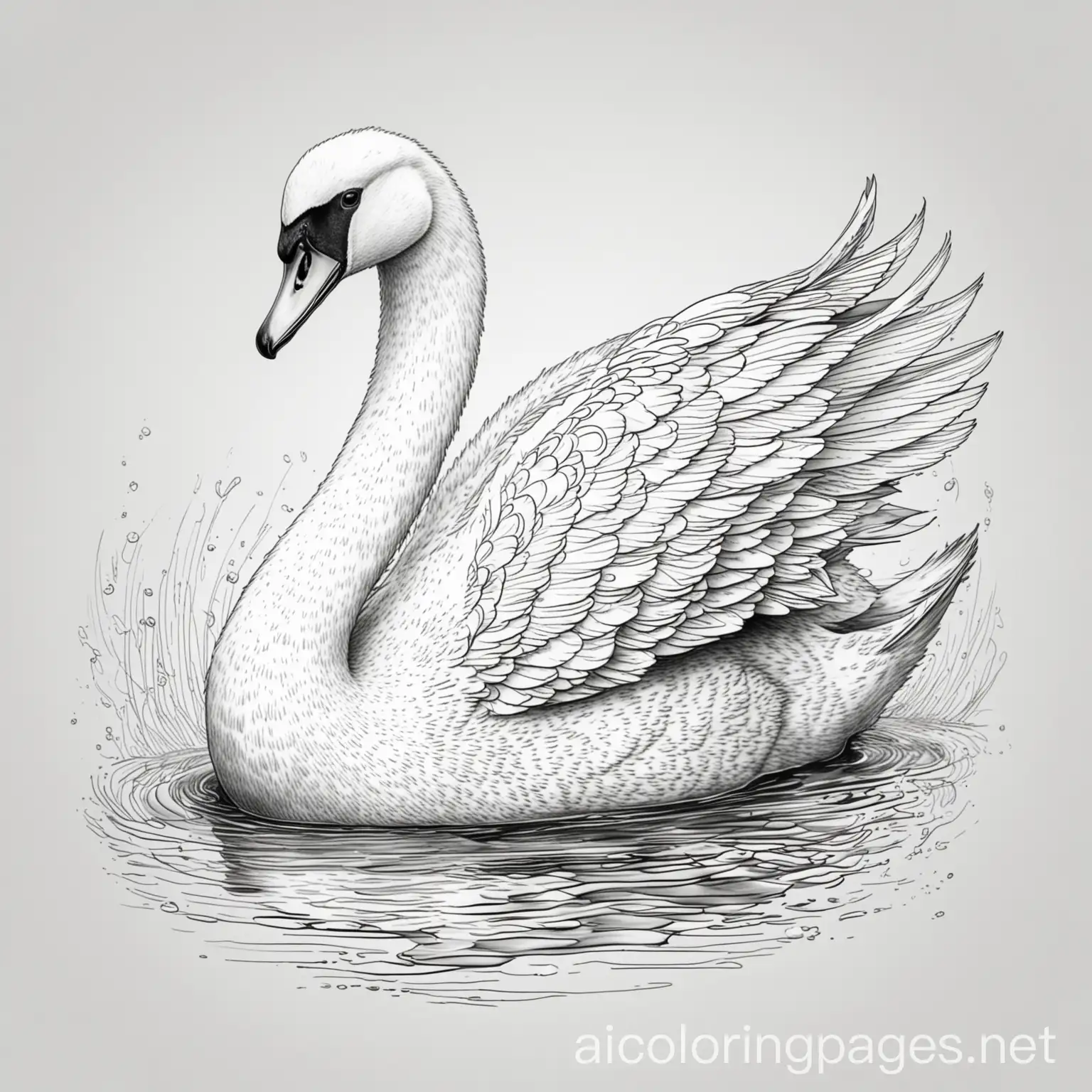 Simple Swan Coloring Page on White Background | AI Coloring Pages Generator