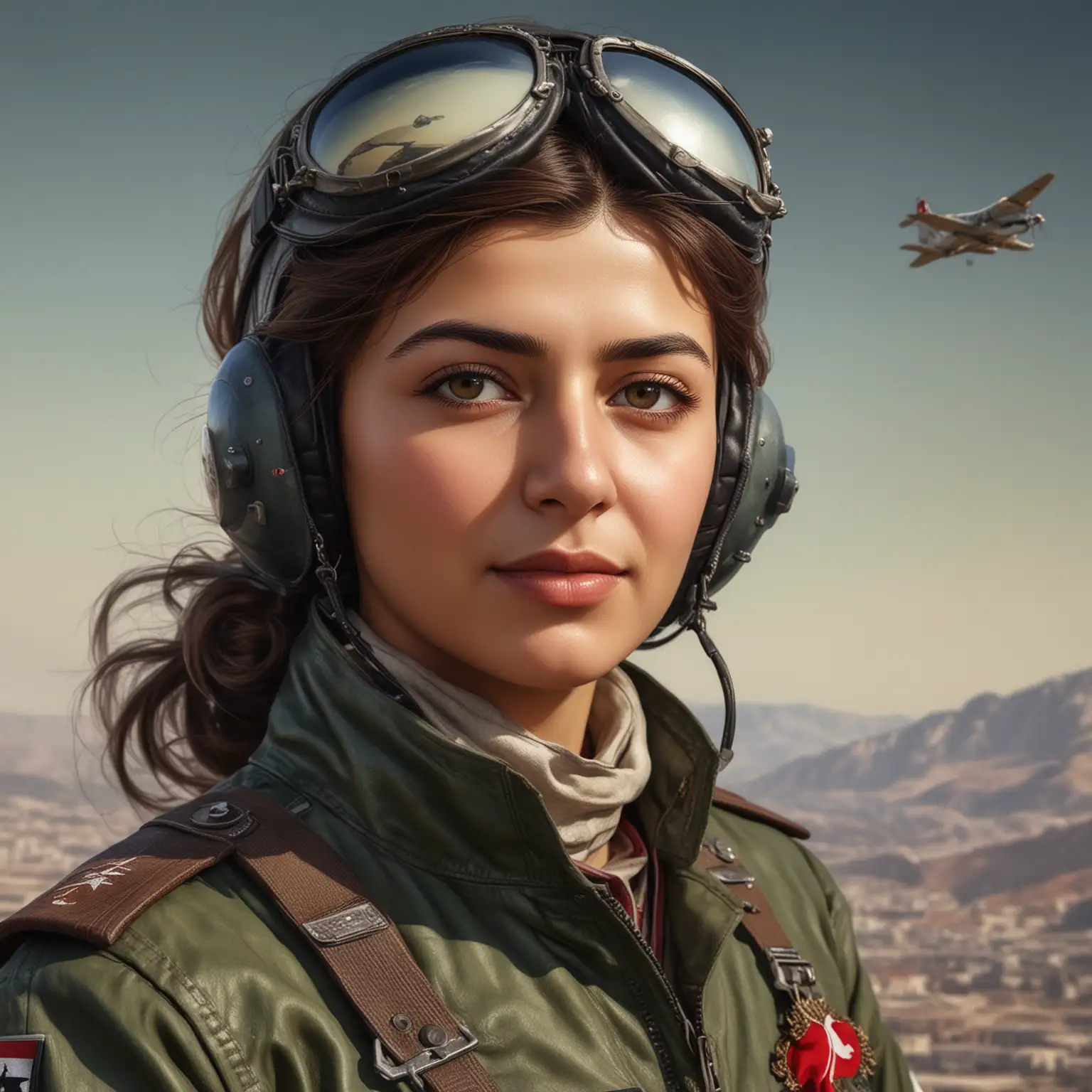 a realistic picture of sabiha gökçen, turkish pioneering aviator