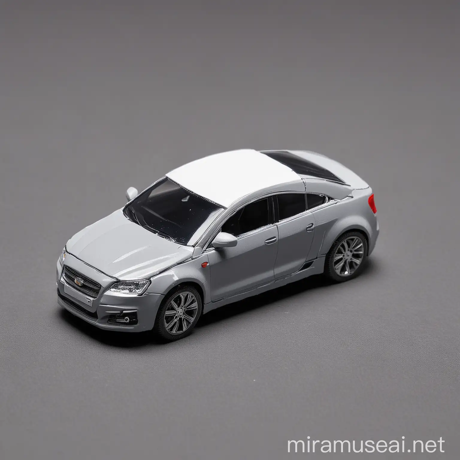 Miniature Modern Gray Car in Urban Setting