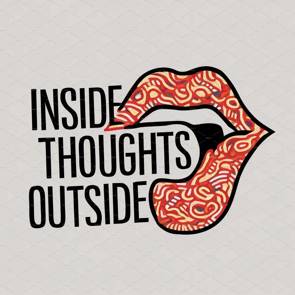 a logo design,with the text "inside thoughts outside", main symbol:mouth,complex,be used in Entertainment industry,clear background