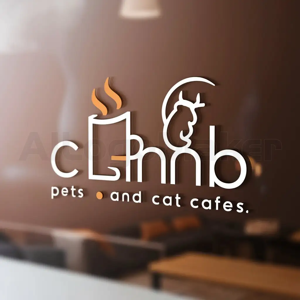 LOGO-Design-For-Climb-Pets-Cat-Cafes-Minimalistic-Cat-and-Coffee-Theme