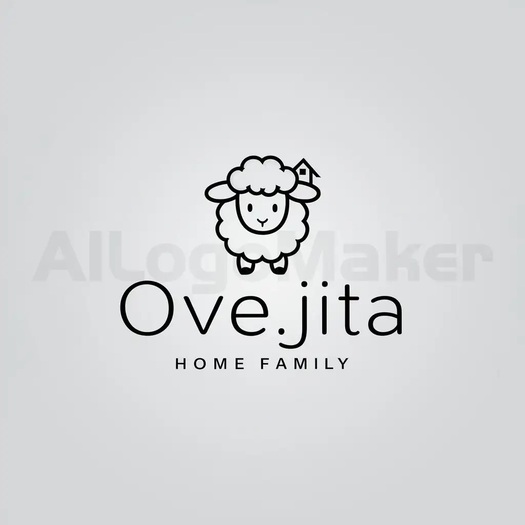 a logo design,with the text "ovejita", main symbol:a little sheep with a house behind,Minimalistic,be used in Home Family industry,clear background