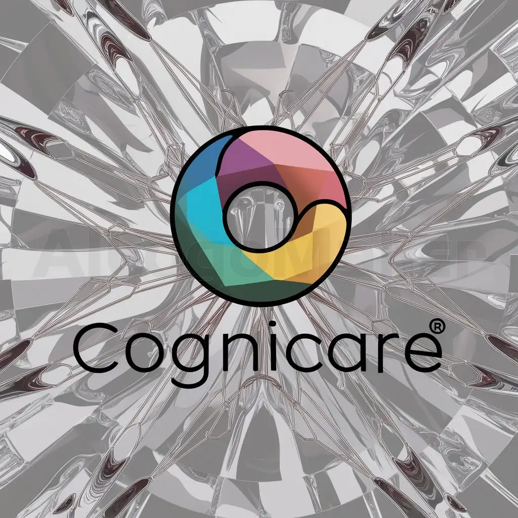 a logo design,with the text 'Cognicare', main symbol:a donut or ring or candy with hole in middle,complex,clear background