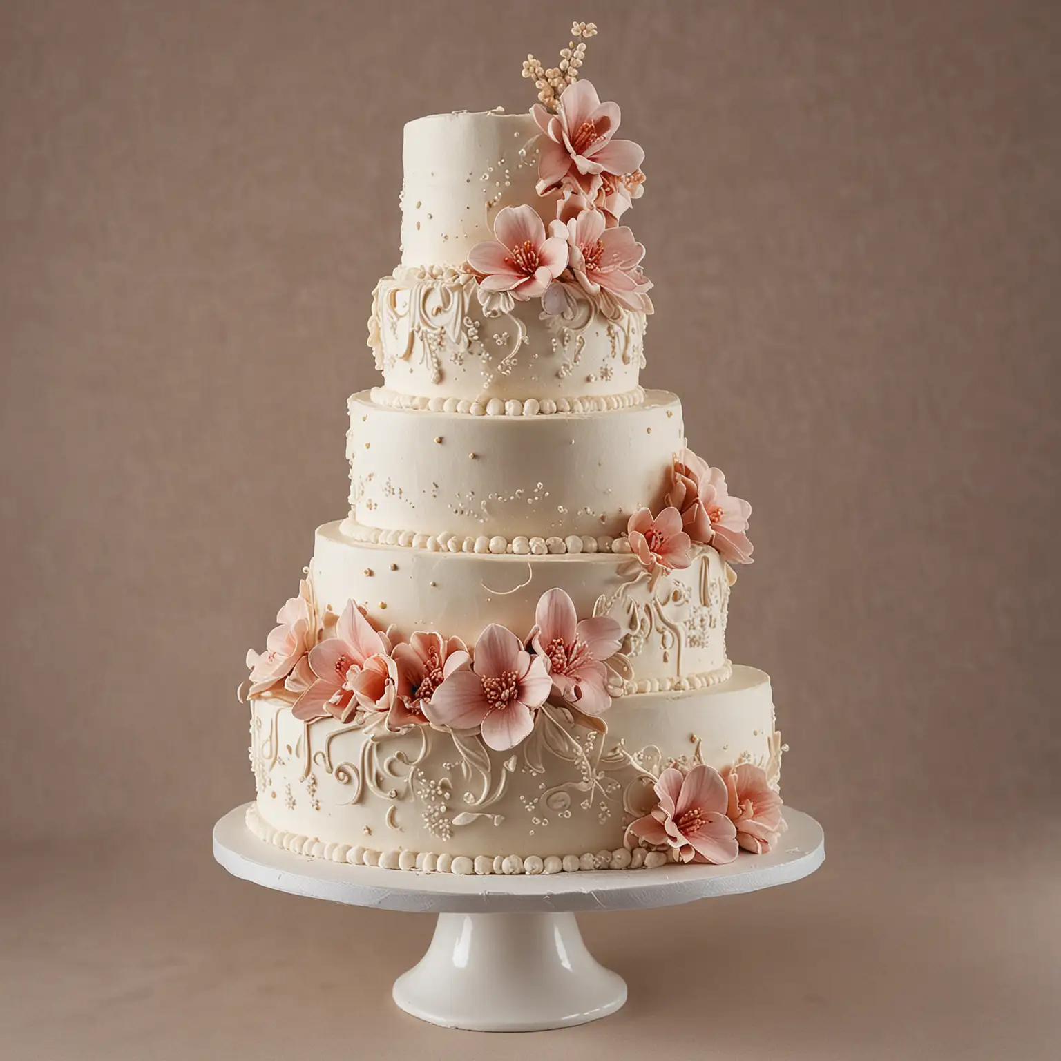 Elegant Wedding Cake with Intricate Fondant Details