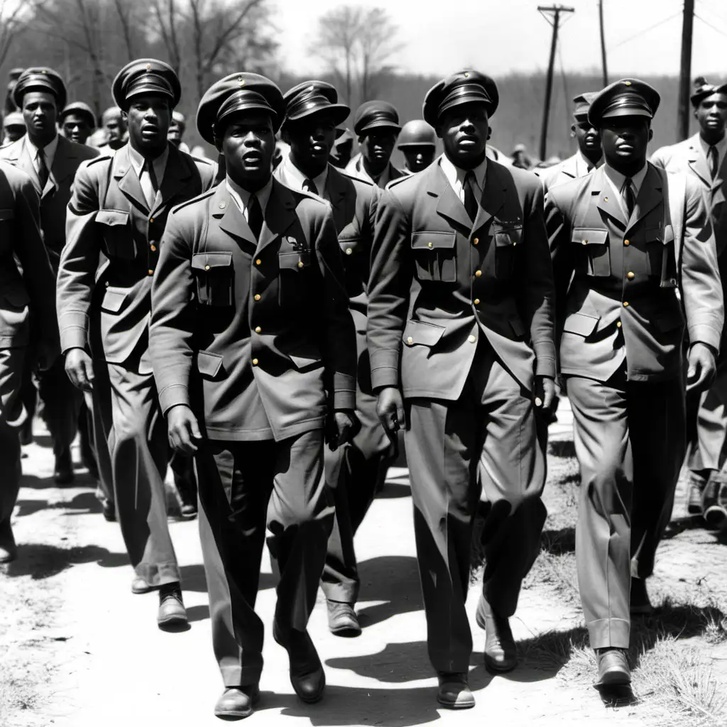 African American solders return to rural community, 1946 from the army 
