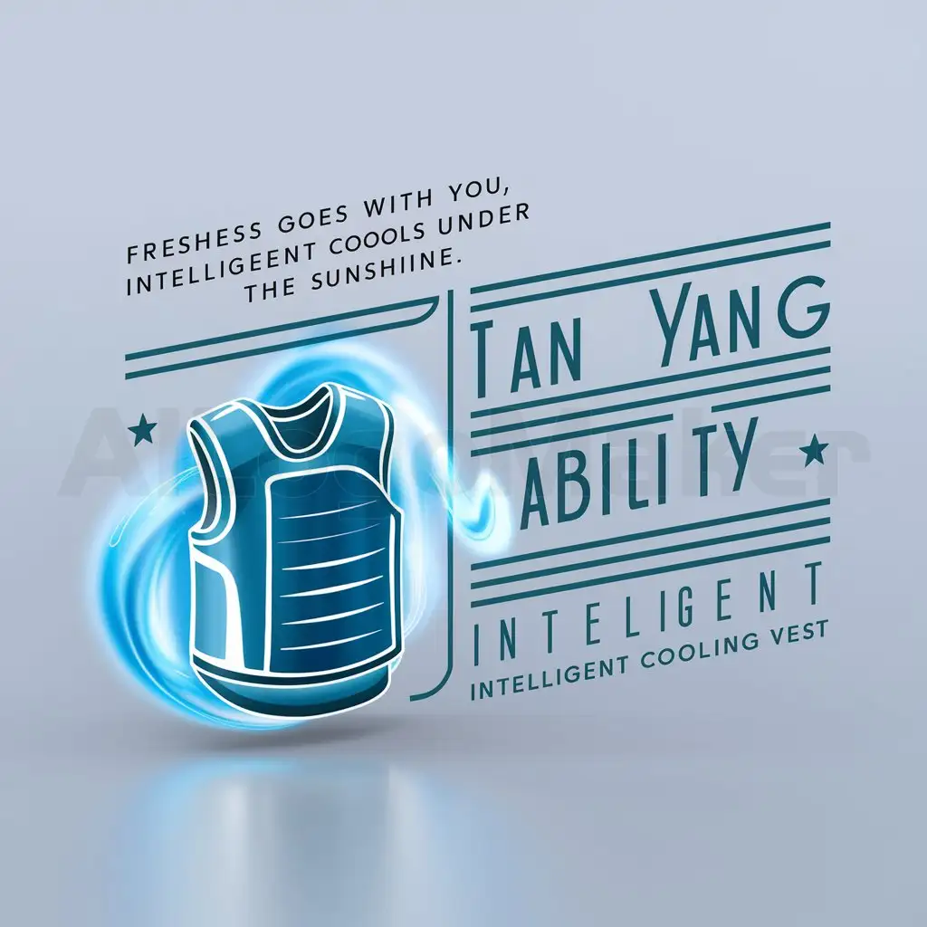 a logo design,with the text "freshness goes with you, intelligent coolness under the sunshine", main symbol:Tian Yang Ability Intelligent Cooling Vest,Moderate,be used in Technology industry,clear background