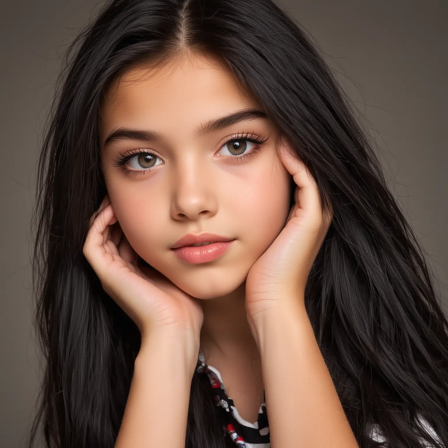 BlackHaired Teen Model Portrait Youthful Elegance and Style