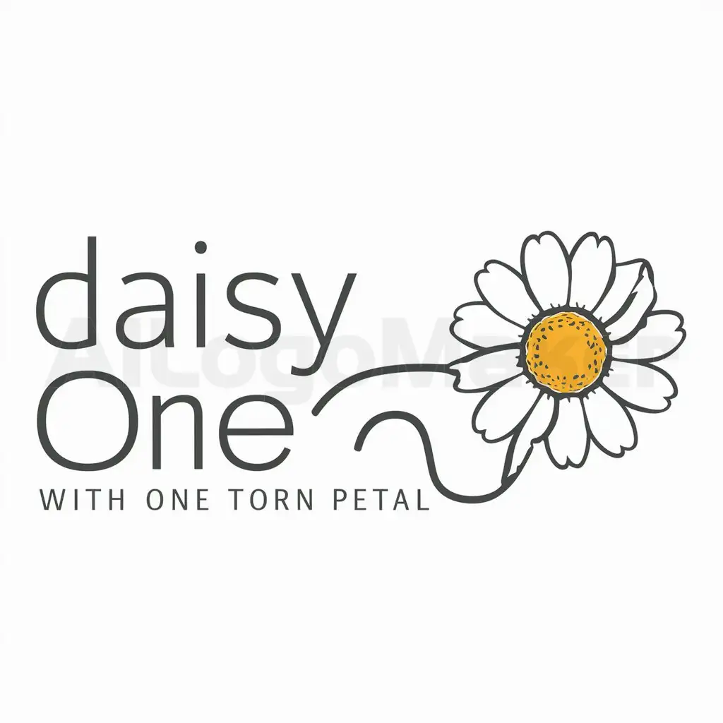 a logo design,with the text "daisy with one torn petal", main symbol:romashka,Moderate,be used in Retail
 industry,clear background