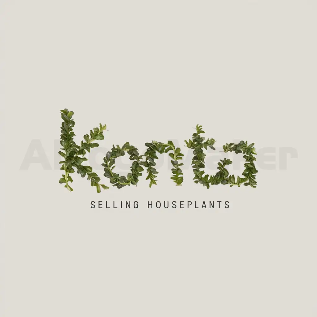 a logo design,with the text "Konta", main symbol:Logotype for site selling houseplants, letters made from houseplant liana, tender colors, cozy, beauty, simplicity, memorable, letters made from epipremnum,Minimalistic,be used in Retail industry,clear background