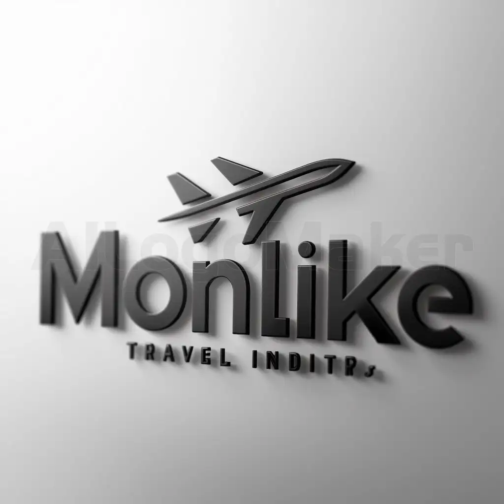 a logo design,with the text "monlike", main symbol:un avion,complex,be used in Travel industry,clear background