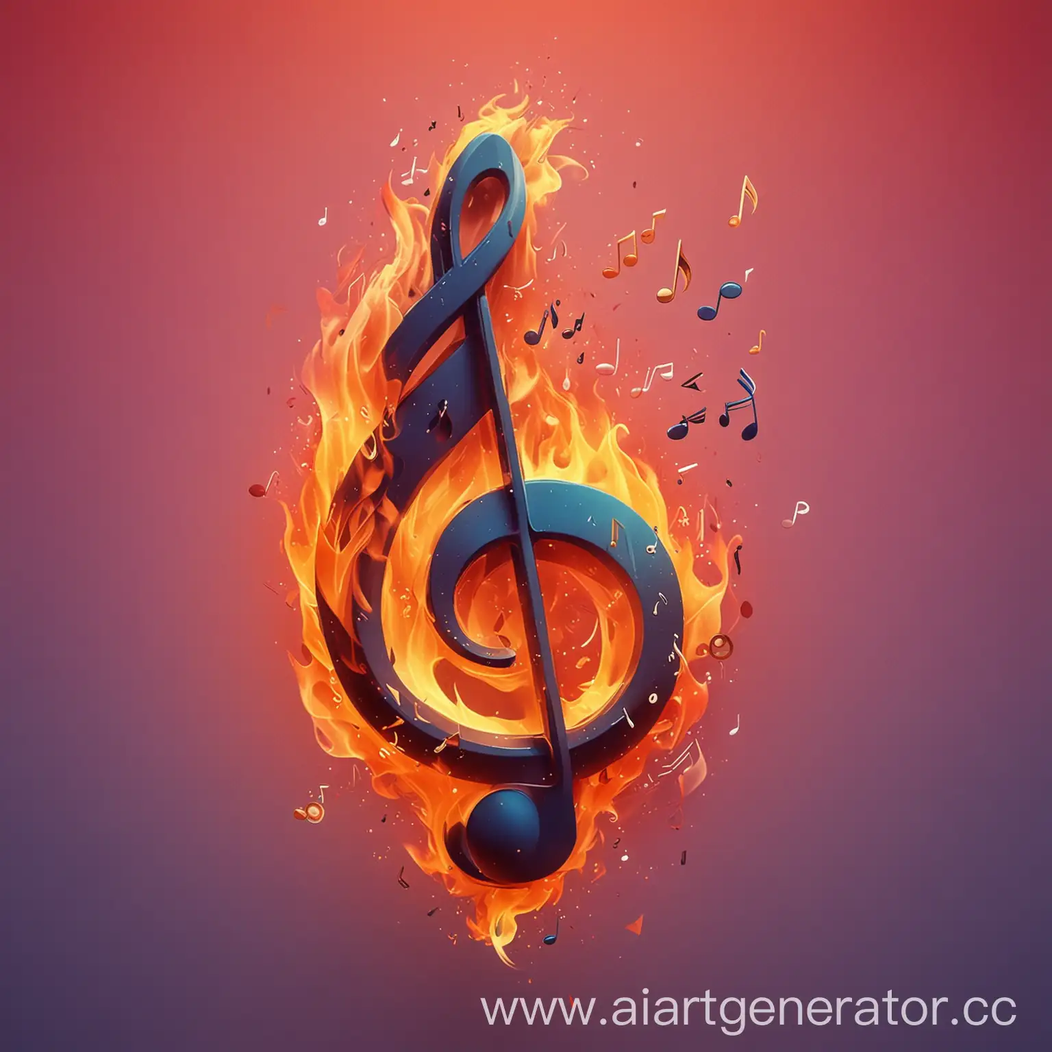 Musical-Notes-on-Gradient-Background-with-Fire-Element