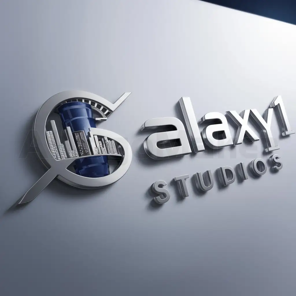 a logo design,with the text "galaxy1 studios logo", main symbol:city and film logo from letter s,Moderate,be used in Entertainment industry,clear background