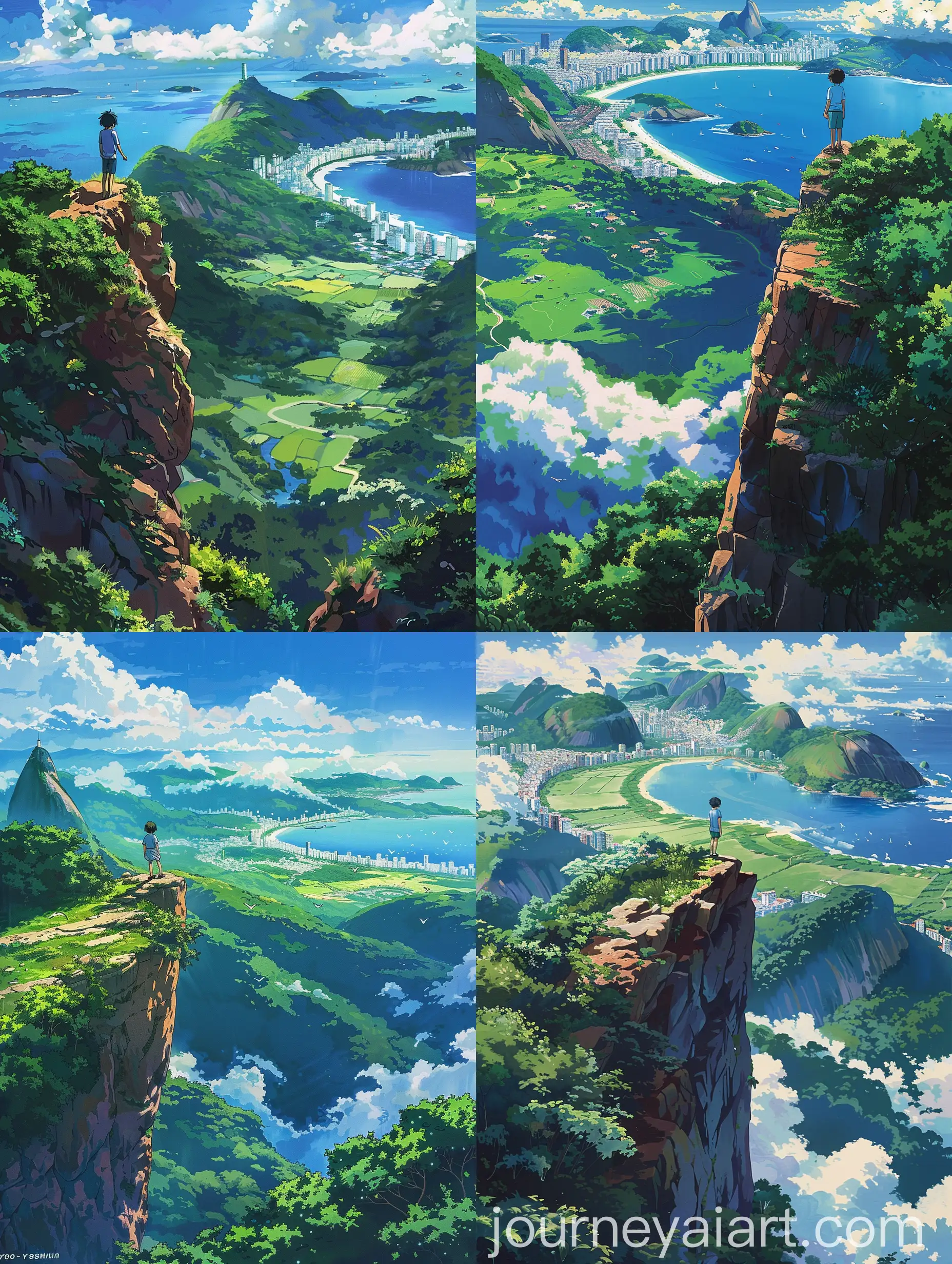 Boy-Standing-on-Cliff-Overlooking-Green-Valley-in-Anime-Film