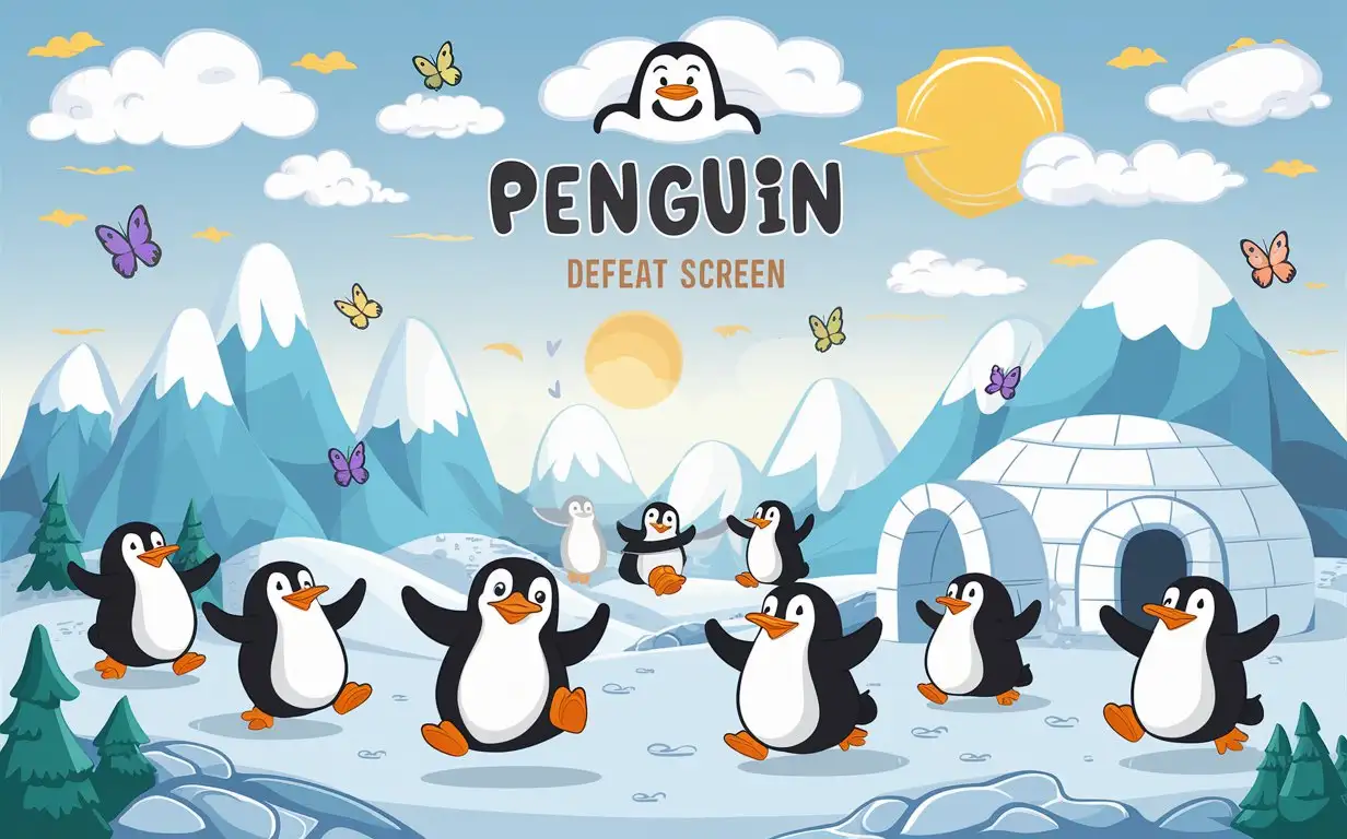 Cartoonish-Penguin-Defeat-Screen-Background
