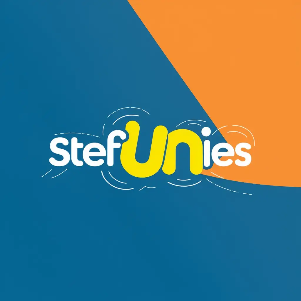 a logo design,with the text "steFUNies", main symbol: Based on your input, here's a creative interpretation of your request for a logo design in English, which is the original language used:

Concept: Combining fun and excitement in a playful, energetic way using the specified colors.

The logo concept features the word "steFUNies" where "FUN" stands out in bright yellow against a blue and orange background, symbolizing energy and enjoyment. The overall design is dynamic, with rounded edges to convey friendliness. Additionally, the letters might be slightly tilted or connected to emphasize movement, expressing excitement and enthusiasm.

No translation required.,Minimalistic,be used in FUN AND EXCITMENT industry,clear background