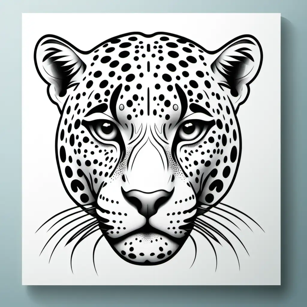 Portrait of a Majestic Jaguar in Outline Style
