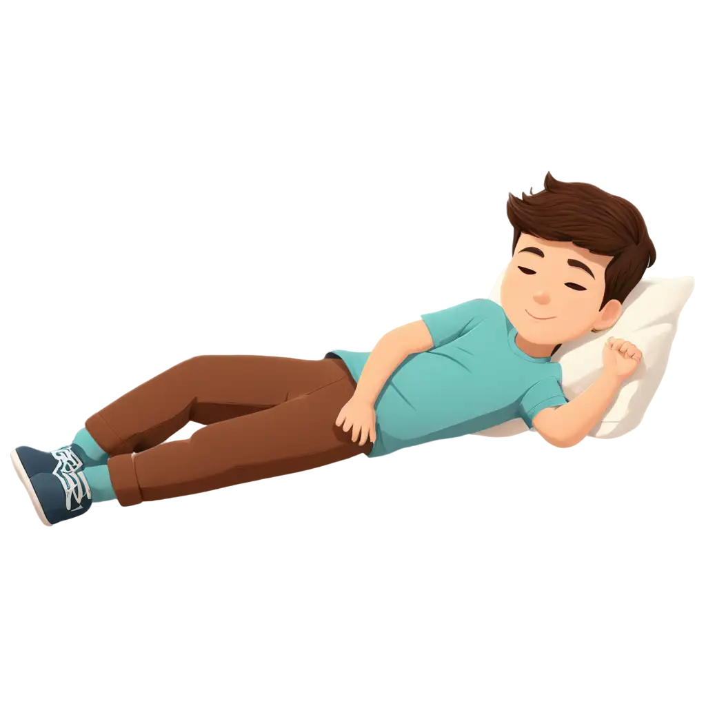 Vector illustration of a sleeping boy. The cartoon scene with a guy who sleeping, lying on the floor