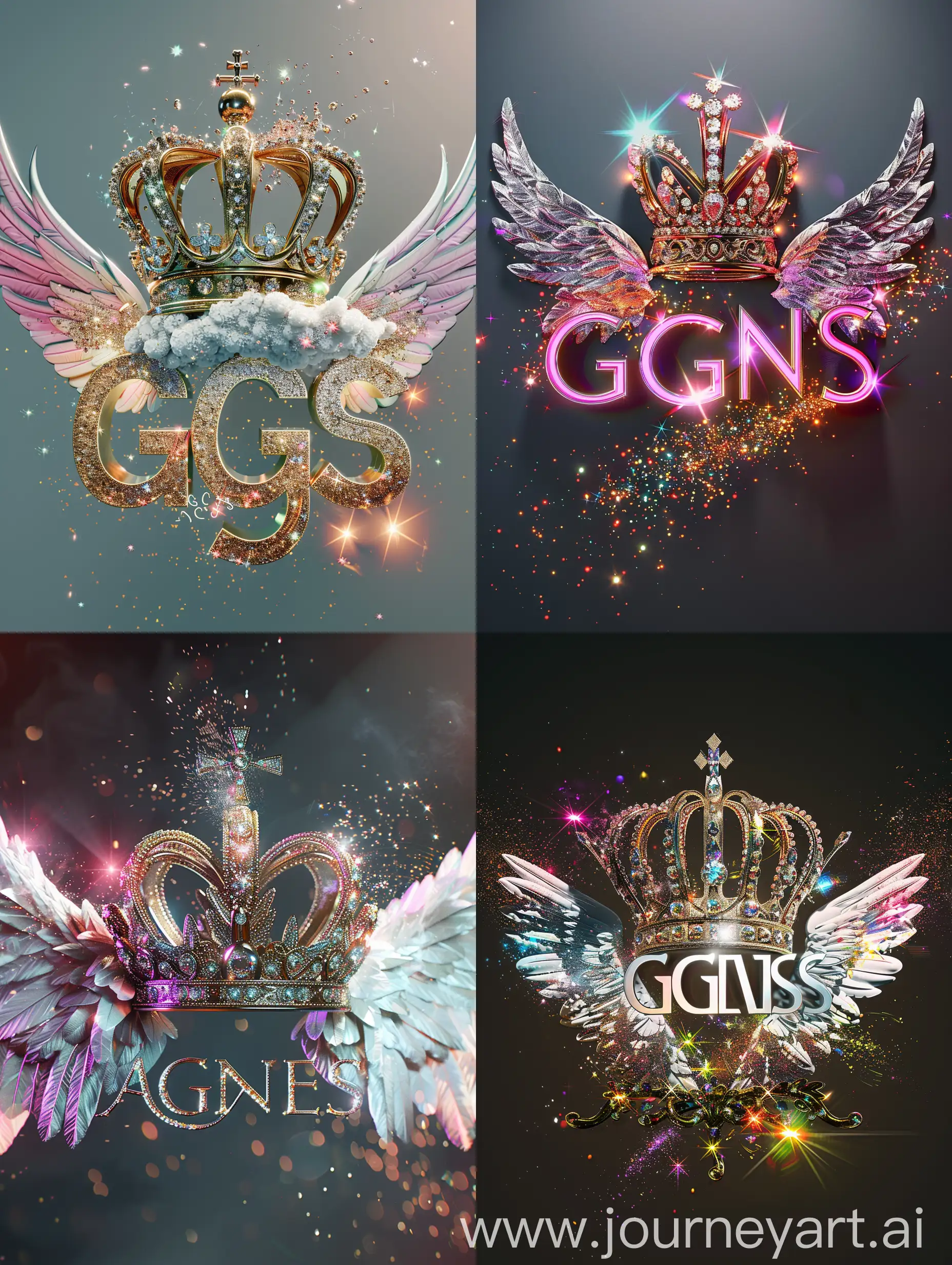 Elegant-3D-Typography-AGNES-with-Crown-Diamonds-and-Angel-Wings