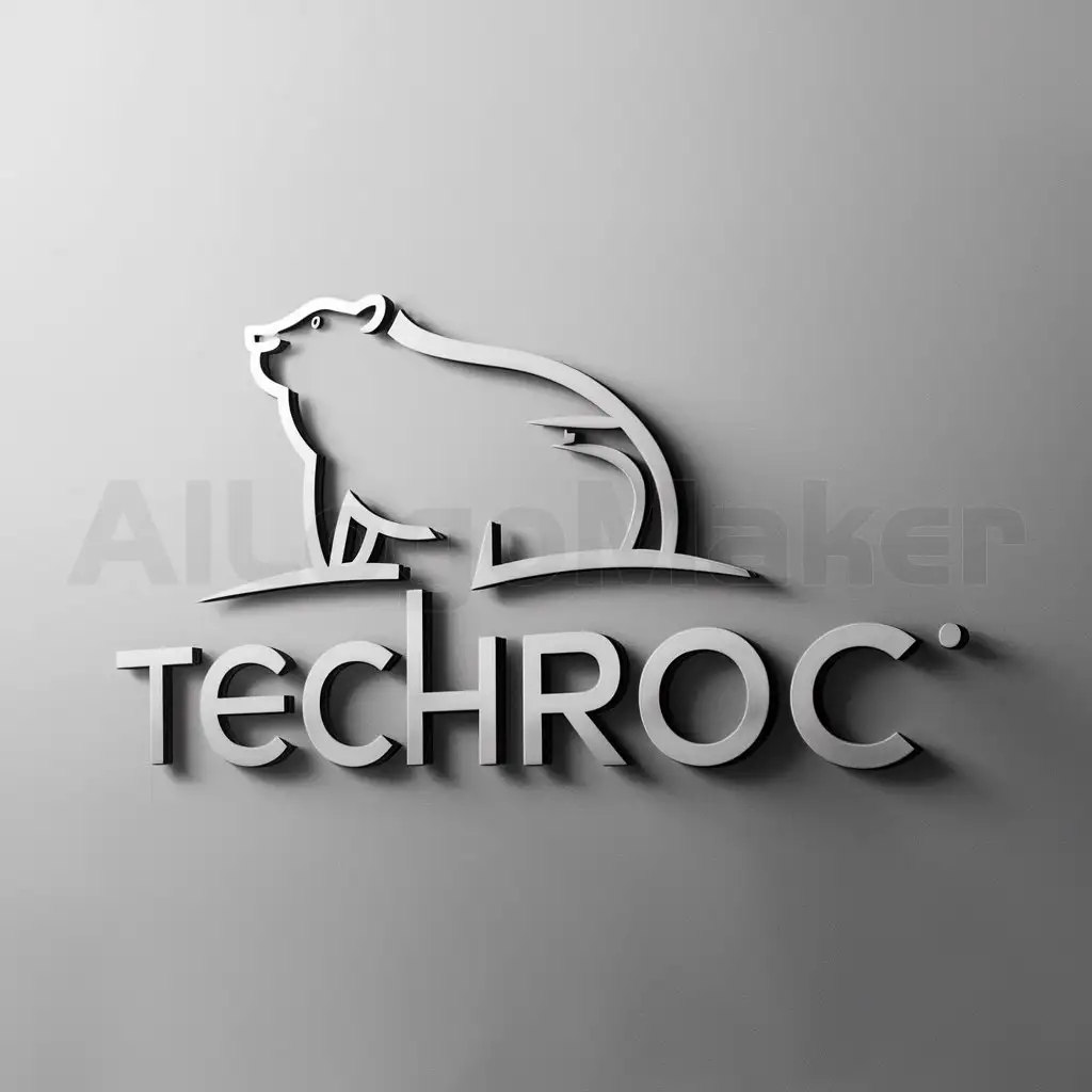 a logo design,with the text "techroc", main symbol:the brand symbol is a groundhog, as the main product is geotechnical software and mines are the primary place of implementation associated with the earth and therefore with groundhogs. On the other hand, the brand techroc comes from the union of the word tech (technology) and roc (rock), technology applied to geotechnical study,Moderate,clear background