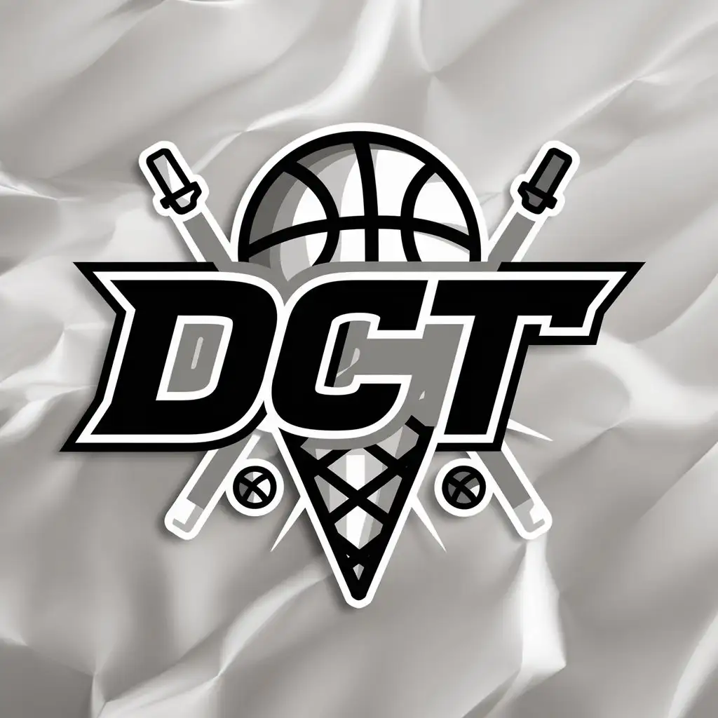 a logo design,with the text "DCT", main symbol:basketball, ice cream,Moderate,be used in Sports Fitness industry,clear background