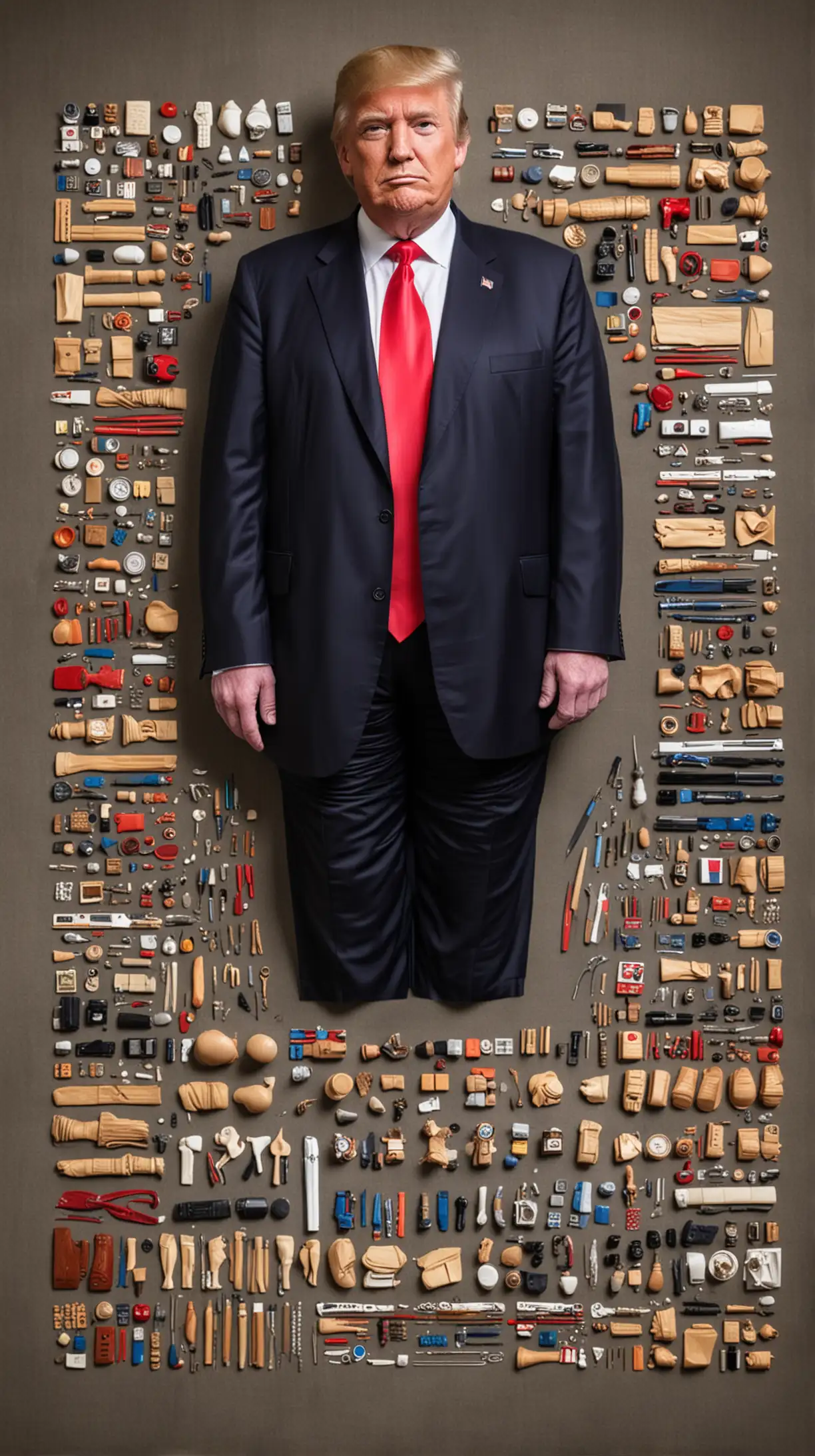Donald Trump Knolling Portrait with American Flag