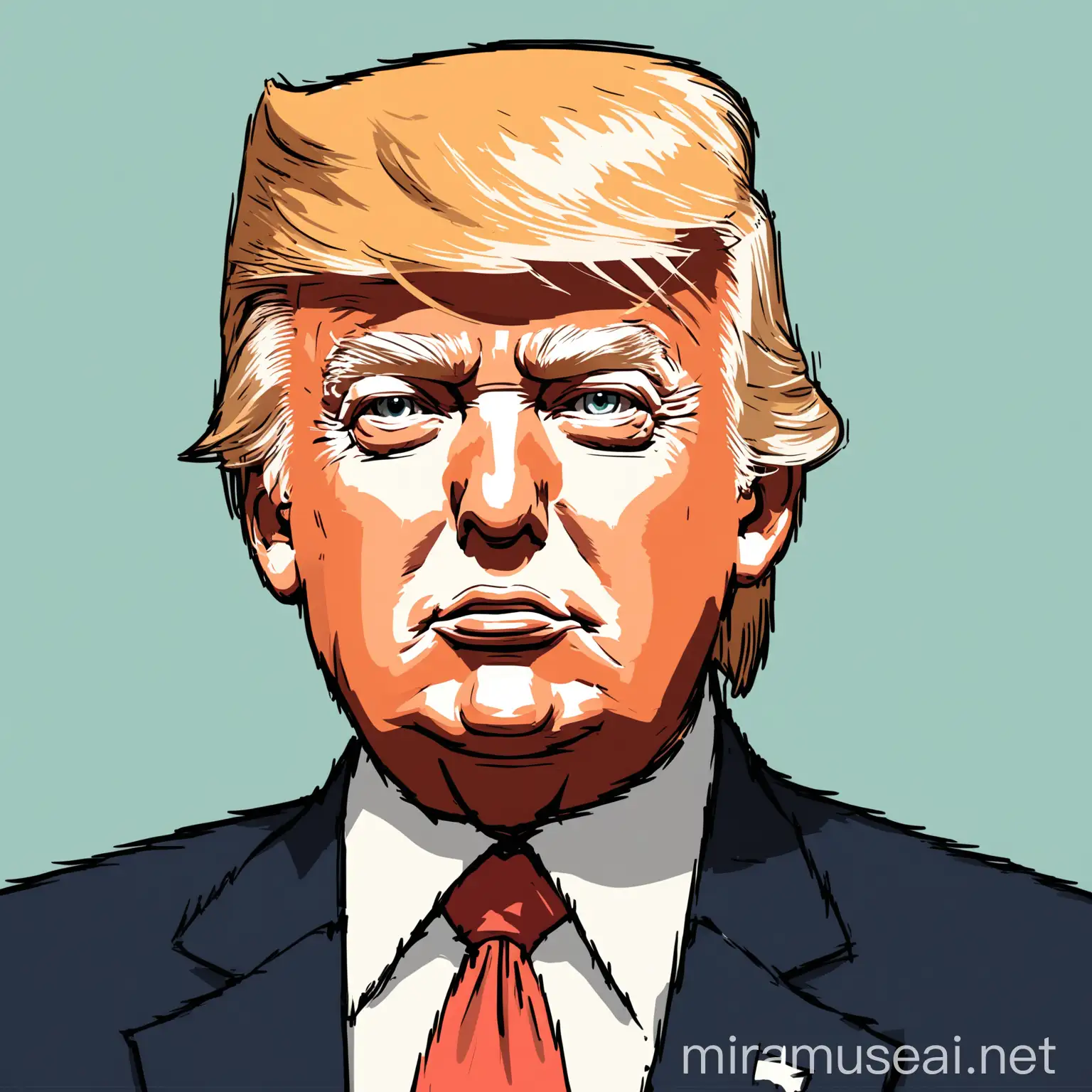 Illustration of Donald Trump with American Flag Background