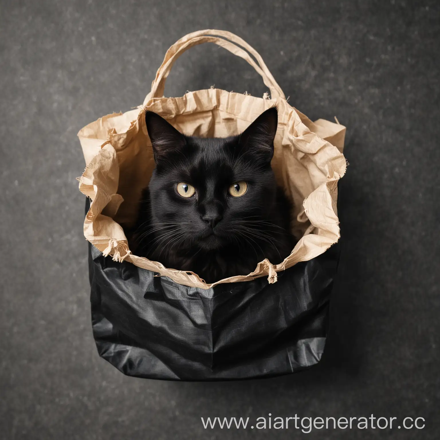 Playful-Black-Cat-Peeking-Out-of-Bag