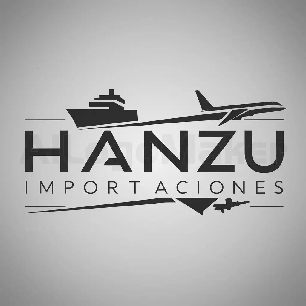 a logo design,with the text "Hanzu importaciones", main symbol:barco y avion,Moderate,be used in Technology industry,clear background